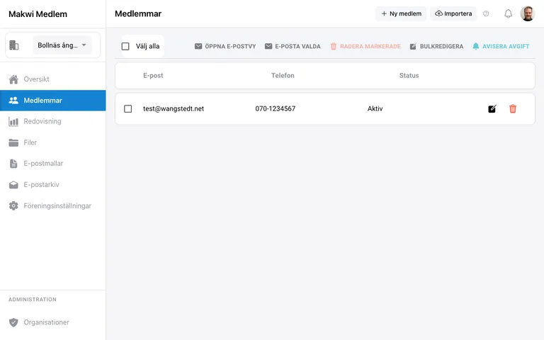 Medlemsregister skärmdump